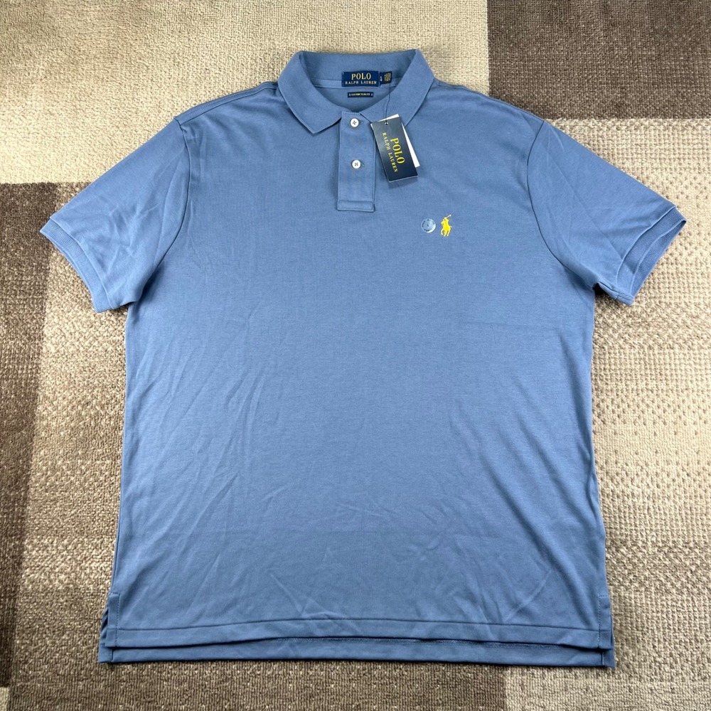 Polo Ralph Lauren Mens Custom Slim Fit Polo Shirt Capri Blue Large NWT